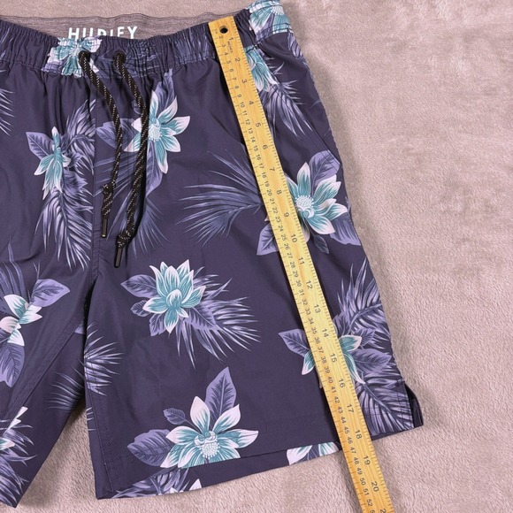 Hurley Mens XL Blue Floral Swim Trunks Compression Liner Board Shorts Resort - Picture 9 of 13